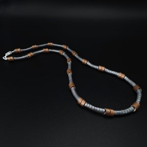 Mens necklace Hematite gemstone, Handmade Jewelry for men, Beaded Stone necklace, Futuristic necklace, Unique gifts for men, Gift for him