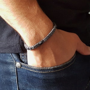 Herren Armband Lava Hämatit Edelstein, Handgemachter Schmuck für Männer, Naturstein Armbänder für Männer, Einzigartige Geschenke für Männer, Geschenk für Ihn