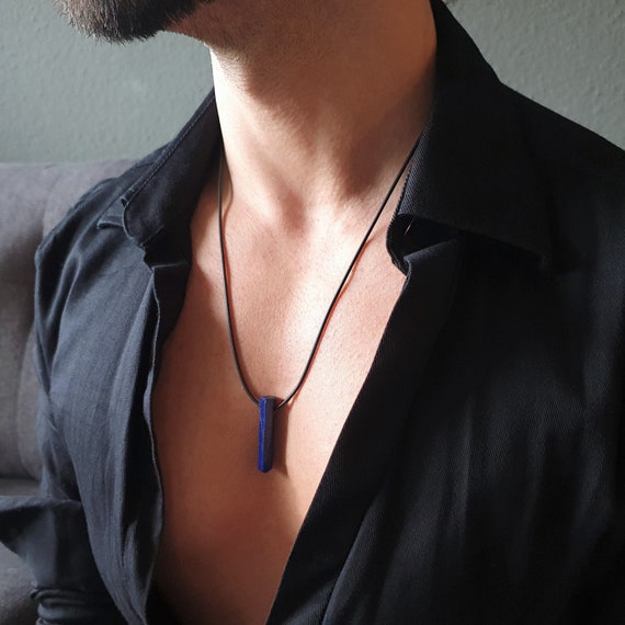 Buy Lapis Lazuli Necklace Mens Silver Pendant Necklace Minimalist Blue  Pendant Chain Mens Necklace Silver Pendant Men by Twistedpendant Online in  India - Etsy