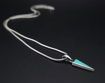 Mens pendant necklace Turquoise gemstone, Handmade jewelry for men, Arrow Silver pendant, Mens jewelry, Unique gifts for men, Gift for him