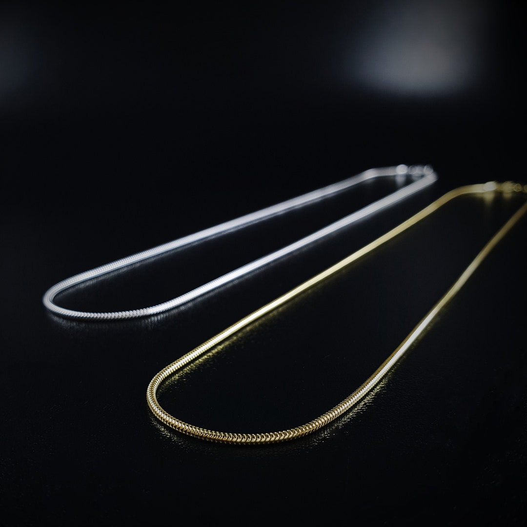 Mens Snake Chain Necklace 925 Sterling Silver, 14K Gold, Handmade Jewelry for Men, Mens Jewelry