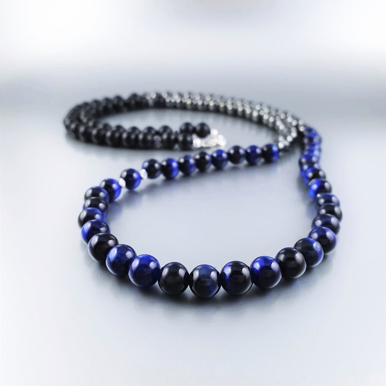 Mens gemstone jewelry for him Handmade unique gifts for men Hematite beaded necklace for men