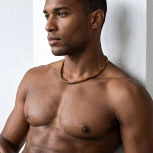Herrenkette mit rechteckigen Hämatit-Röhren aus Tigerauge, handgefertigter Schmuck für Herren, Edelsteinkette für Herren, einzigartiges Geschenk für Männer