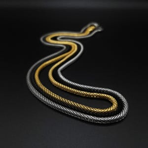 Herren Kette Halskette Edelstahl Minimalist Mesh-Kette für Männer Futuristische lange Kette Handgefertigter Schmuck für Männer Einzigartiges Geschenk für Männer für Ihn