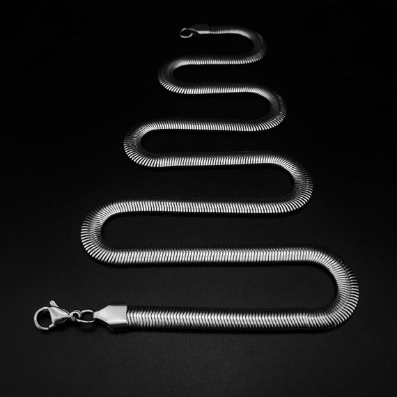 Mens Silver Chain Necklace Herringbone 