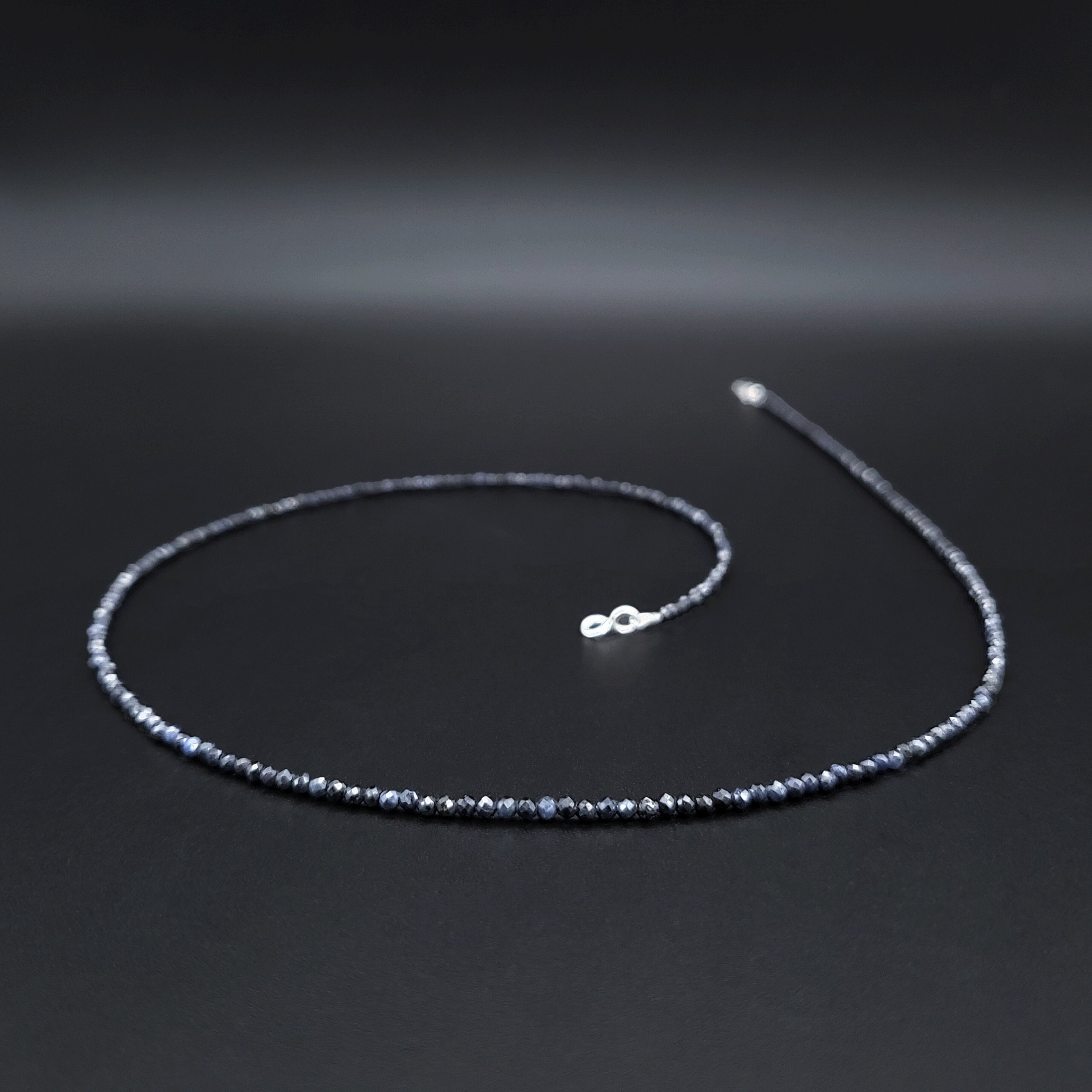 Dark blue Sapphire necklace for men, Mens jewelry, Stone faceted chain necklace, Handmade Jewelry for men, Unique gift for men, Gift for him