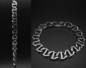 Herren-Kettenarmband mit DNA-Muster, Titanstahl, handgefertigter Schmuck für Männer, futuristische Armbänder für Männer, einzigartige Geschenke für Männer, Geschenk für ihn