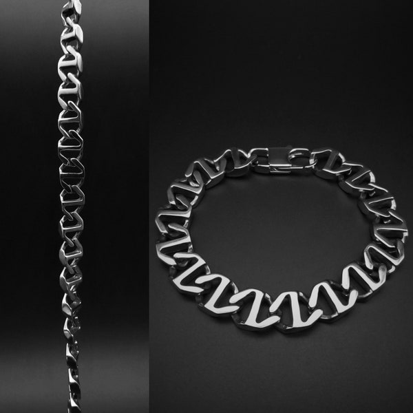 Mens chain bracelet DNA pattern, Titanium steel, Handmade Jewelry for men, Futuristic bracelets for men, Unique gifts for men, Gift for him