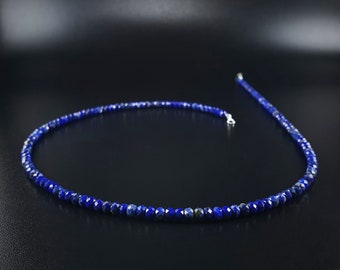 Mens necklace Lapis lazuli  Handmade Jewelry for men Gift for him Natural Blue gemstone faceted beaded necklace Minimalist.