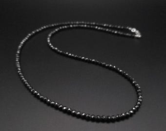 Black Zircon necklace for men, Stone faceted chain necklace, Mens jewelry, Handmade Jewelry for men, Unique gift for men, Gift for him