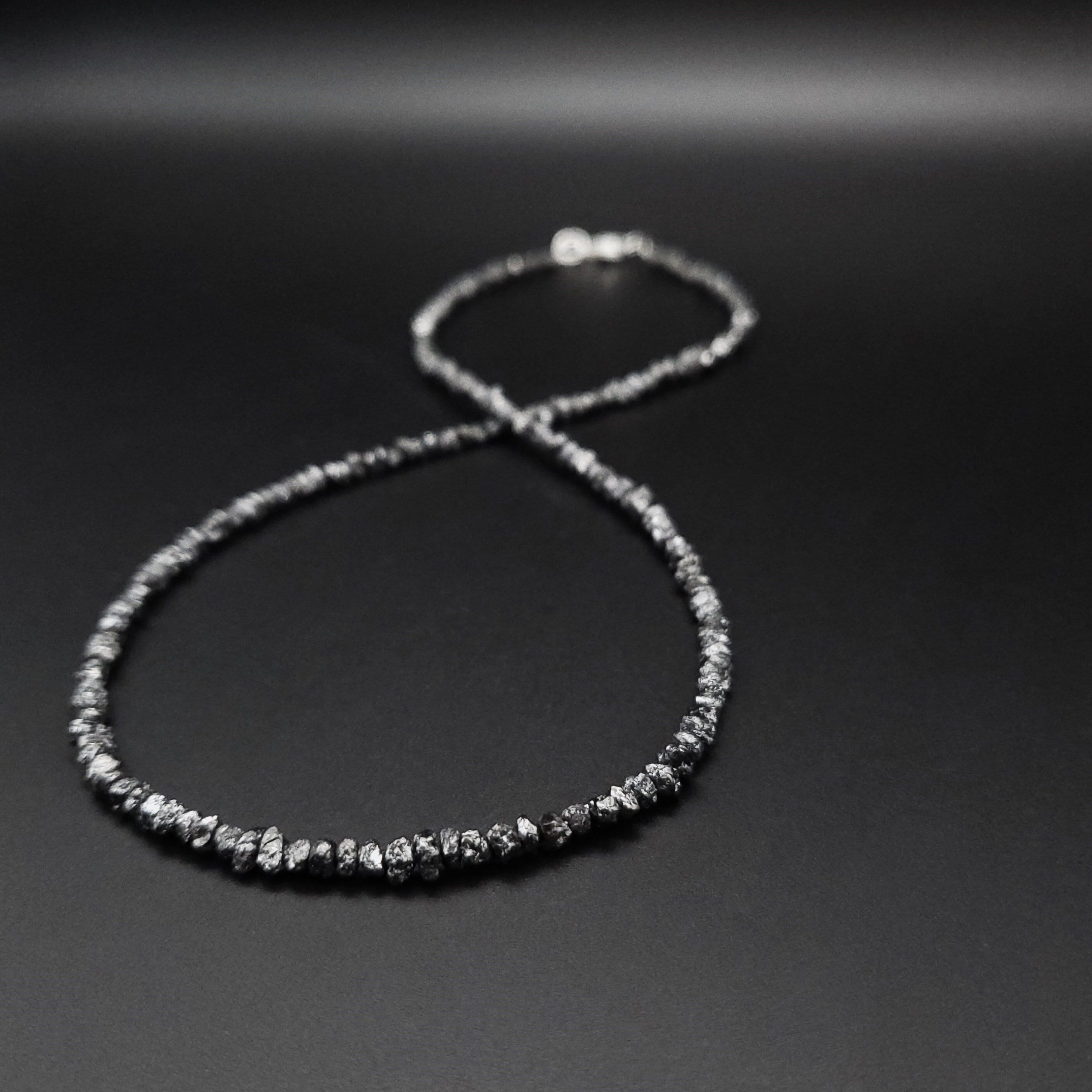 Mens necklace black Diamond raw gemstone, Handmade jewelry for men, Raw Stone choker necklace, Rough diamonds, Unique gifts for men, for him