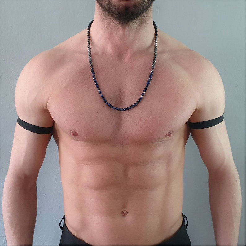 Mens gemstone jewelry for him Handmade unique gifts for men Hematite beaded necklace for men