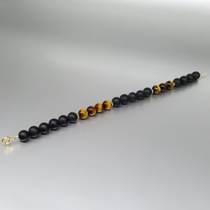 Mens bracelet black onyx Tigers eye gemstone, Handmade Jewelry for men, Natural stone bracelets for men, Unique gifts for men, Gift for him