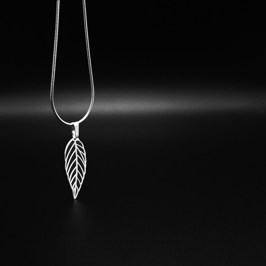 Mens Silver Pendant Necklace Leaf, Chain Necklace for Men, Pendant With