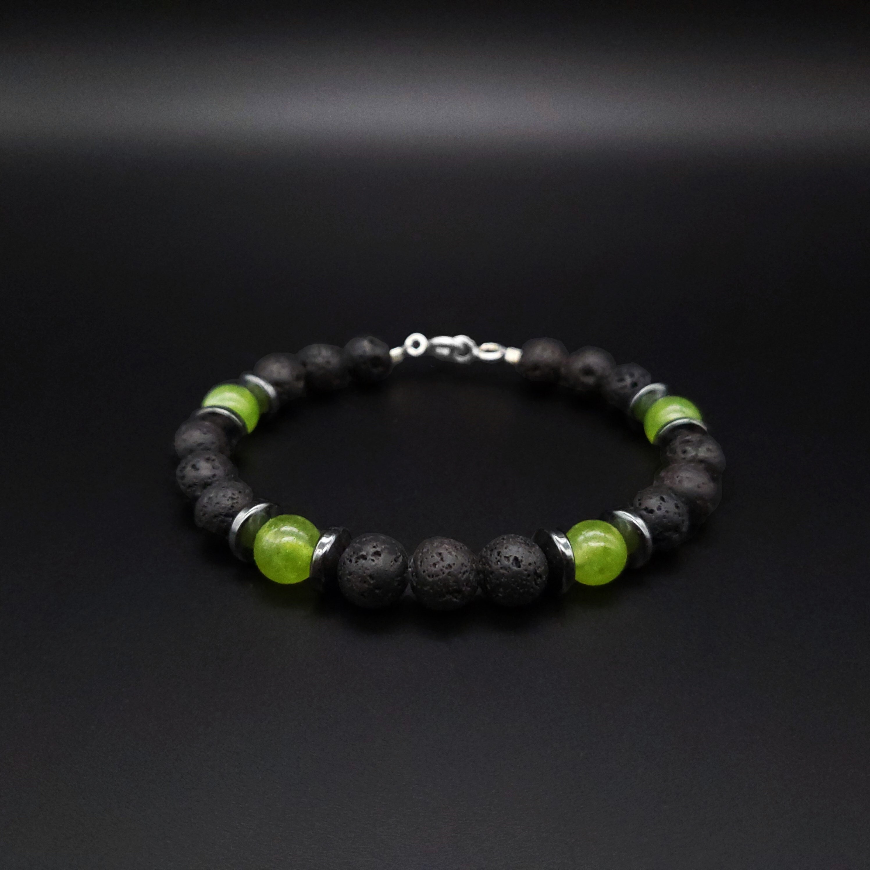 Mens bracelet Lava stone Peridot gemstone Handmade Jewelry for men…