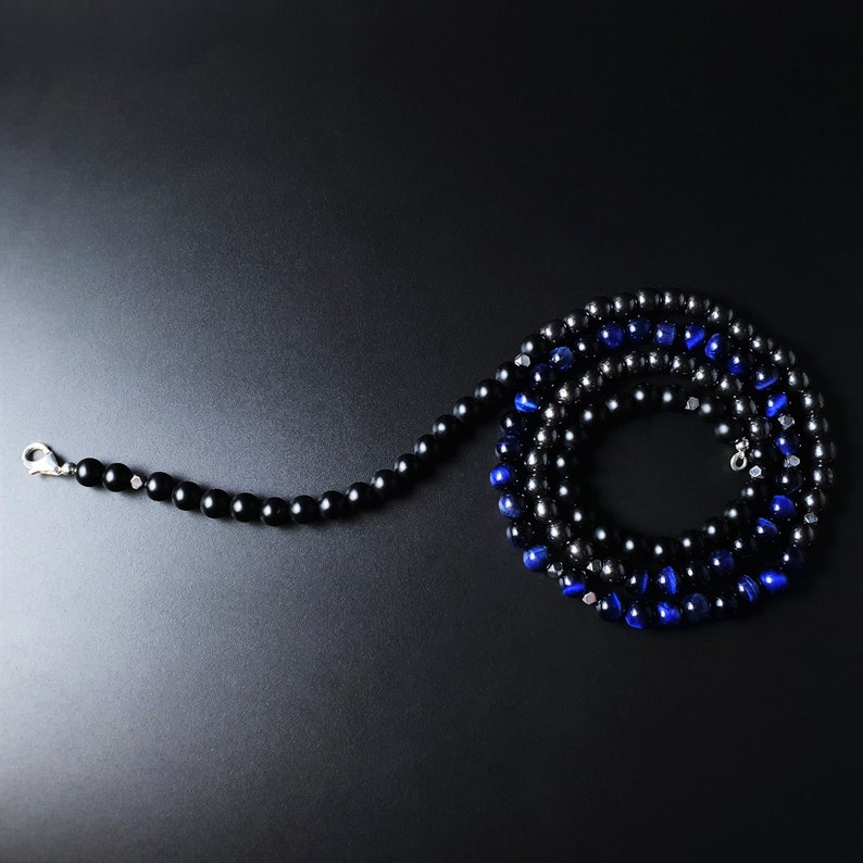 Mens gemstone jewelry for him Handmade unique gifts for men Hematite beaded necklace for men