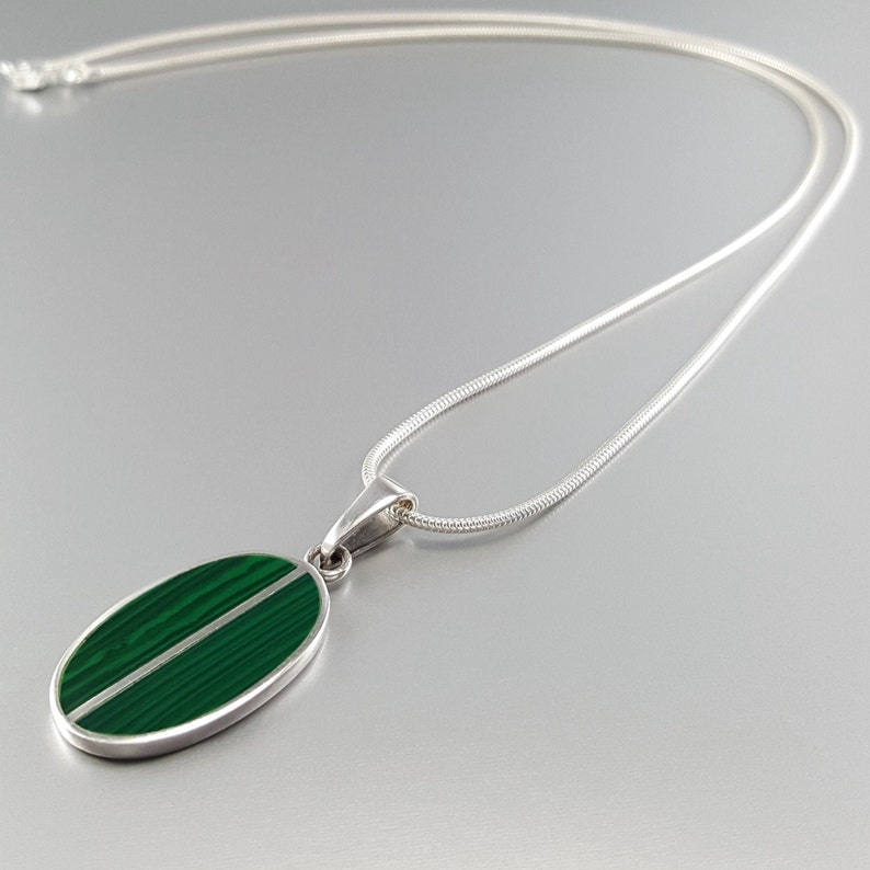Malachite silver pendant necklace for men Mens gemstone Etsy