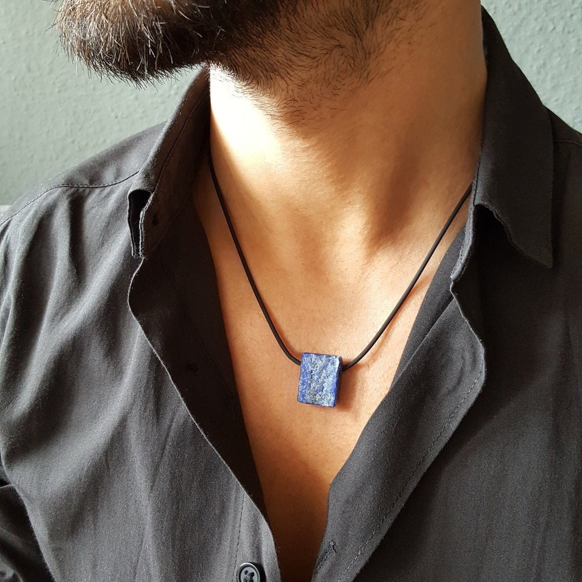 Lapis Lazuli Raw Stone Pendant Necklace 