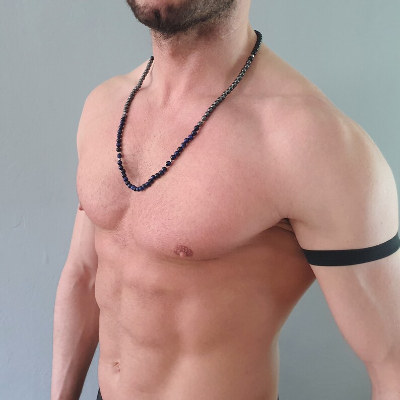 Mens gemstone jewelry for him Handmade unique gifts for men Hematite beaded necklace for men