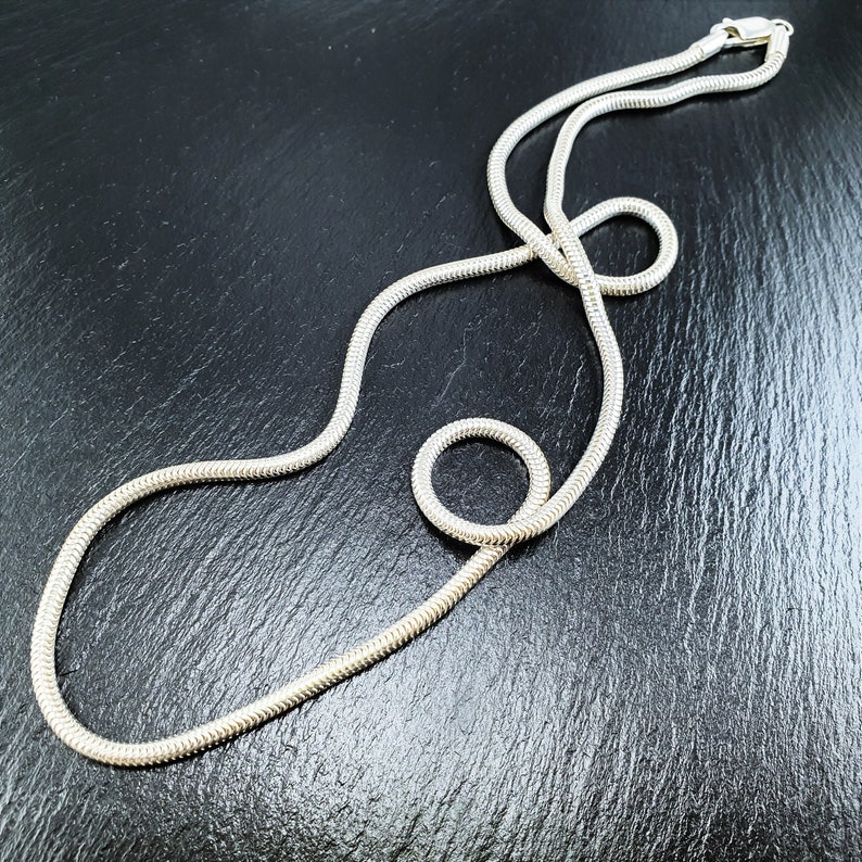 Mens snake chain necklace, Sterling Silver 3mm thick Chain for men, Gifts for him, Handmade Jewelry for men, Unique Gifts for men
