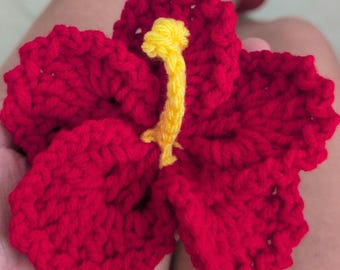 Flor de Maga Hair Clip: Crochet Hibiscus Flower - Puerto Rico Souvenir