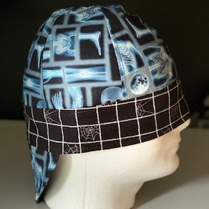 Fitted Welders Cap, Reversible, Long Crown, Boiler Maker, Hard Hat, Liner,  Skulls, Spiders, Web