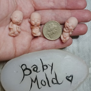 3 Mold Mini baby - Sleeping baby mould, art dolls - MADE TO ORDER