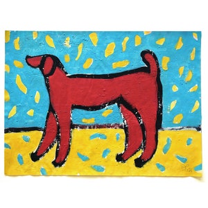 ORIGINAL Bild, ca. DIN A3, "bunter Hund", Malerei/ Mischtechnik auf Papier, farbenfrohe tierische Wandkunst