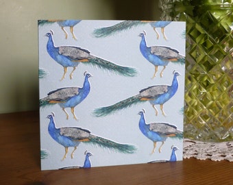 Peacock Design Greetings Card – Designed by Elisha Debbage