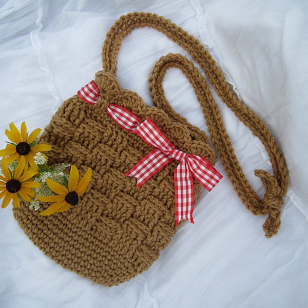 Sac à main panier de pays - motif au crochet