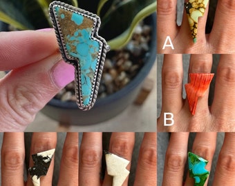 Custom Stone Bolt Rings | Choose Your Size | .925 | Custom rings | Sterling Silver | Lightning Bolt Jewelry |