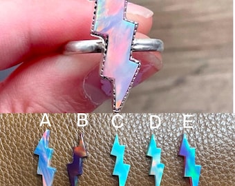 Nova Opal Bolt Rings | .925 | Custom rings | Sterling Silver | Manmade Opal | Iridescent Jewelry |