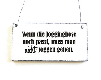 ANTIJOGGER Holzschild Vintage Shabby Dekoschild Türschild Spruchschild für Sportmuffel