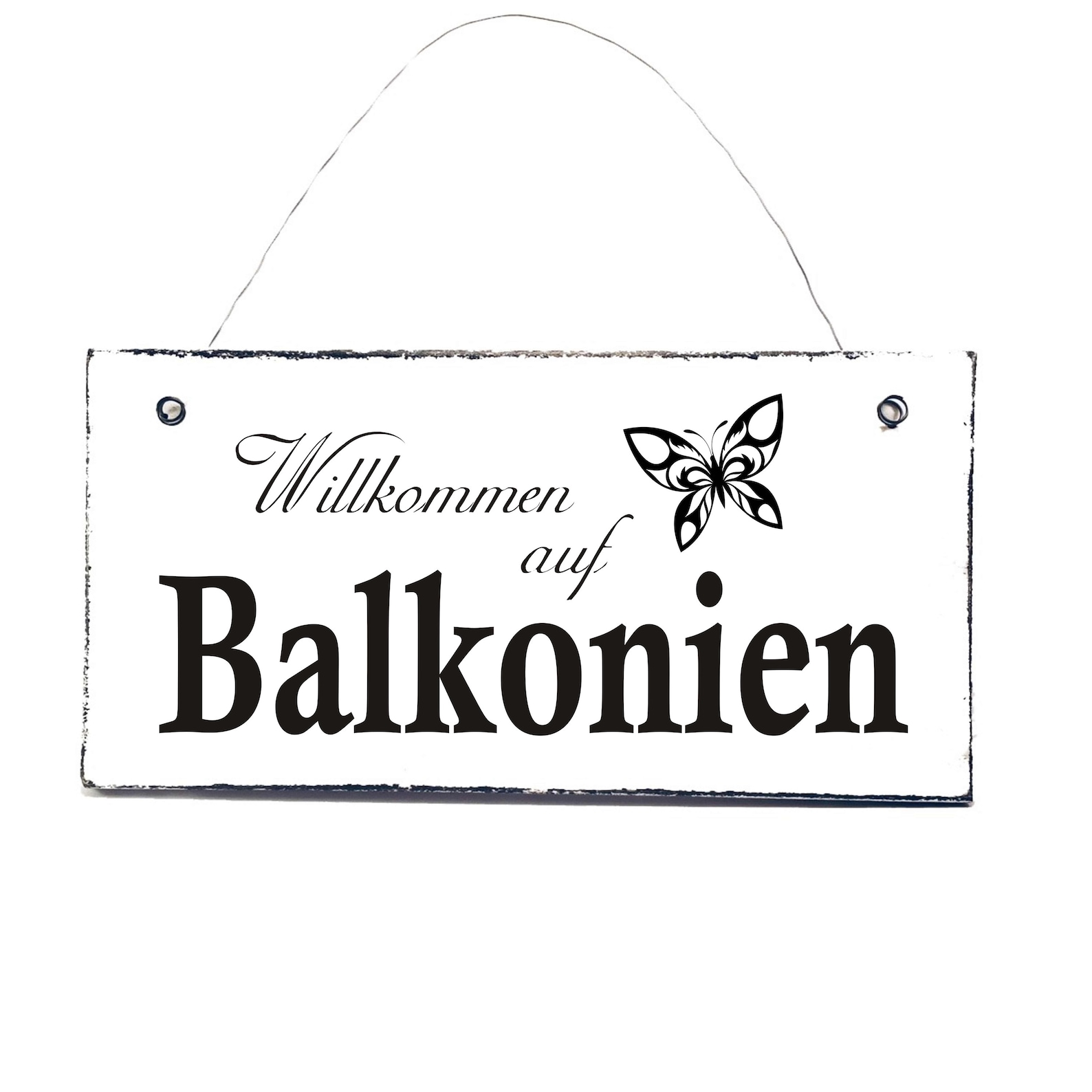 WILLKOMMEN AUF BALKONIEN Schild Dekoschild Spruchschild Türschilder