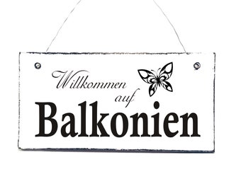 WELCOME TO BALCONY Shield Deco Sign Sign Door Signs Wooden Sign , 20 x 10 cm