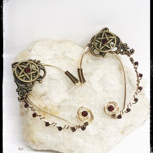 Elven Ear Cuff - Dark Elf Ears - Wiccan Earrings - Elven Ears - Fairy Ear Cuff - Pentagram Earrings  - Elven Jewelry - Gold