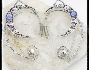 Boucles d'oreilles elfique lune - Manchettes lune - Oreilles de fée