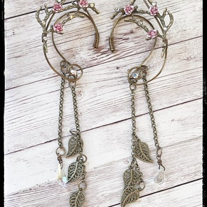 Twig Elven Ear Cuffs with Dangles - Woodelf Ear Cuffs - Fairy Ear Cuffs - Larp Ears - DND Costume Ears - Galadriel Elven Ears - Fairy Ears