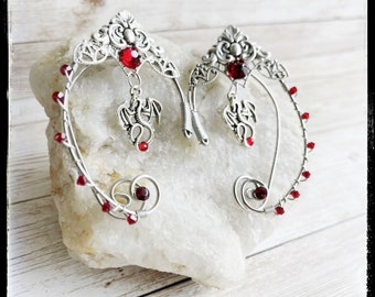 Elven Ear Cuffs - Elf Ears - Pointed Elven Ears - Fairy Ears - Ear Cuffs - Gothic Jewelry - Dragon Ear Cuffs - Elven Jewelry - Silver