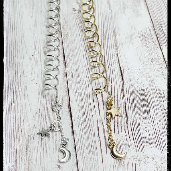 Moon Hair Twist - Joyería de la luna - Fairy Hair Twist - Hair Twist Hair Jewelry- Plata