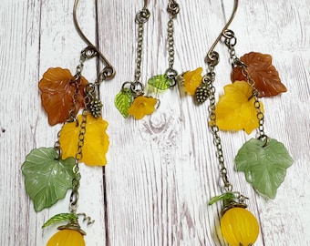 Pumpkin Fall Earcuffs - Pumpkin Earwraps - Fall Jewelry -  No piercing needed