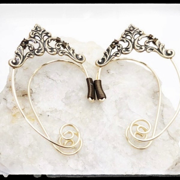 Elven Ear Cuff - Plain Elf Ear Cuff - Fairy Ears - Golden Elven Ears - Fairy Ear Cuff - Mens Eleven Ear Cuffs