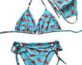 Animal Print Bikini Top and Bottom - Сrystals-Pool Party Swimwear Two Piece Swimsuit-Festival Bikini