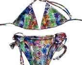 Animal Print Bikini Top and Bottom - Сrystals-Pool Party Swimwear- Two Piece Swimsuit-Festival Bikini