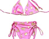 Animal Print Bikini Top and Bottom - Сrystals-Pool Party Swimwear- Two Piece Swimsuit-Festival Bikini