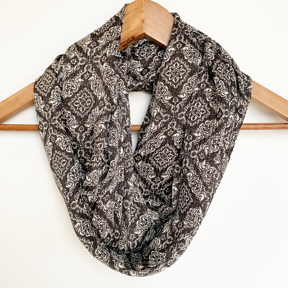 Satin Scarf Black and Cream Scarf Ladies Scarves Floral Etsy