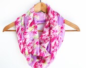 Floral Scarf for Women, Mother’s Day Gift For Her, Spring Scarves, Ladies Scarf, Birthday Gift For Mom, Cherry Blossoms Scarf, Hot Pink