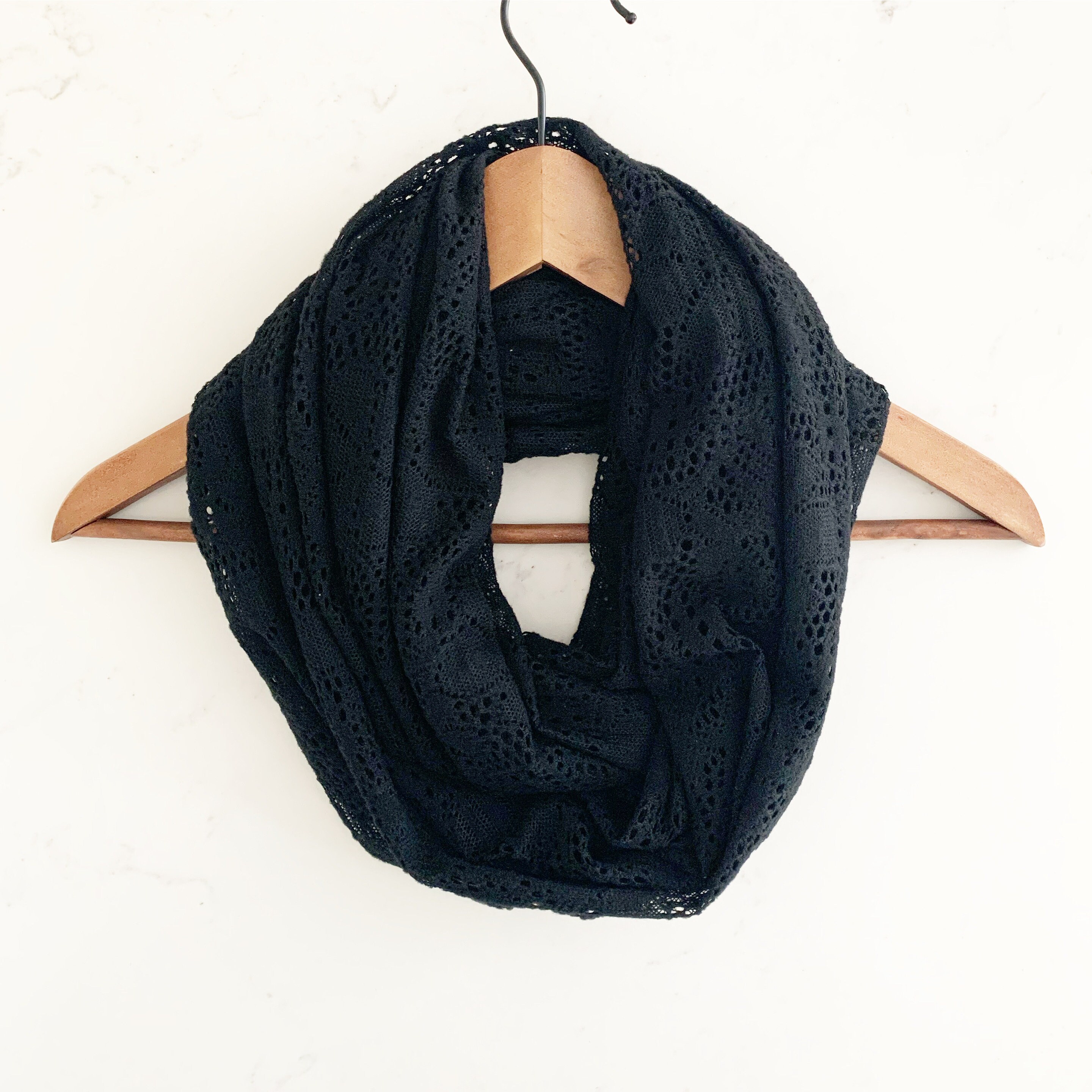 Black Infinity Scarf Black Lace Scarf Birthday Gift For Mom Etsy