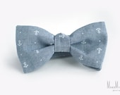 Grigio - blu bianco ancore Bow Tie / ancore farfallino / cotone bow tie / Papillon di ancoraggio / ancora bowtie / ancora a cravatta