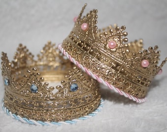 Gold lace Crown Cake Topper,Gender Reveal Crown,Lace Crown Cake Topper,Gold Lace Crown,Center Pieces,Prince Crown,Princess Crown